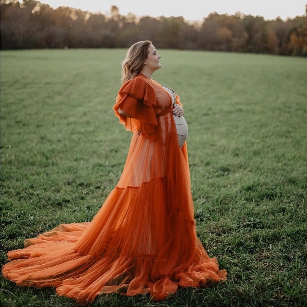 Elegant Burnt Orange Maternity Robe
